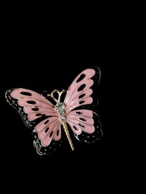 Pink and Black Butterfly Brooch